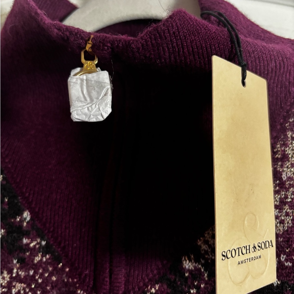 Scotch & Soda NWT Half-Zip Metallic Jacquard Sweater size Medium